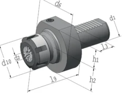 Werkzeughalter ER E4 DIN 69880 Spann-D.2-20mm VDI30 A.-L.62,5mm TECWERK