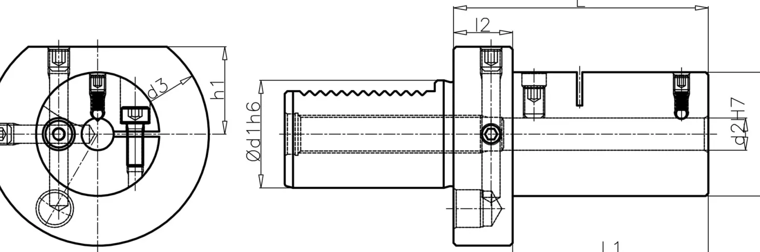 Werkzg.h.E2 S DIN 69880 Typ B Spann-D.25mm VDI40 z.Bohrstangen TECWERK