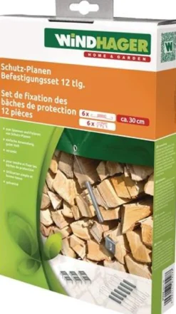 WINDHAGER Schutzplanen Befestigungsset 6 Spannfedern und 6 Holzkrallen L.30cm - 7028