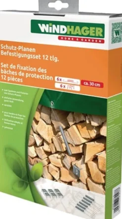 WINDHAGER Schutzplanen Befestigungsset 6 Spannfedern und 6 Holzkrallen L.30cm - 7028