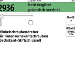 Winkelschraubendreher ISO 2936 Innen-6kt SW 6 Stahl vergütet galv.verz. 50St.