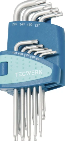 Winkelschraubendrehersatz 9-tlg.T9-T45 m.Kugelk.Ku.-Halter TECWERK