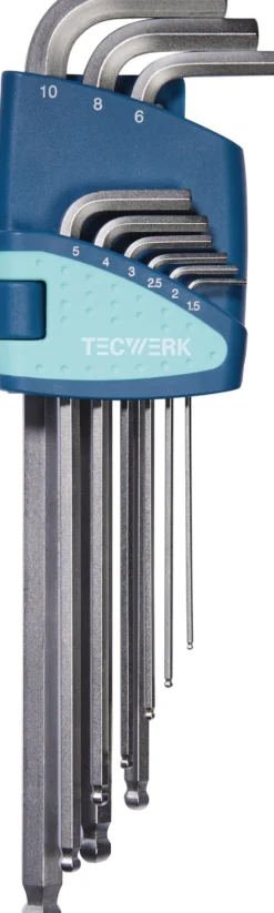 Winkelschraubendrehersatz 9-tlg.Ku.-Halter SW 1,5-10mm lang Kugelk.TECWERK