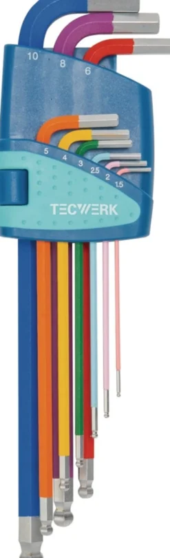 Winkelschraubendrehersatz 9-tlg.Ku.-Halter SW 1,5-10mm lang farbcod.,Kugelk.TW