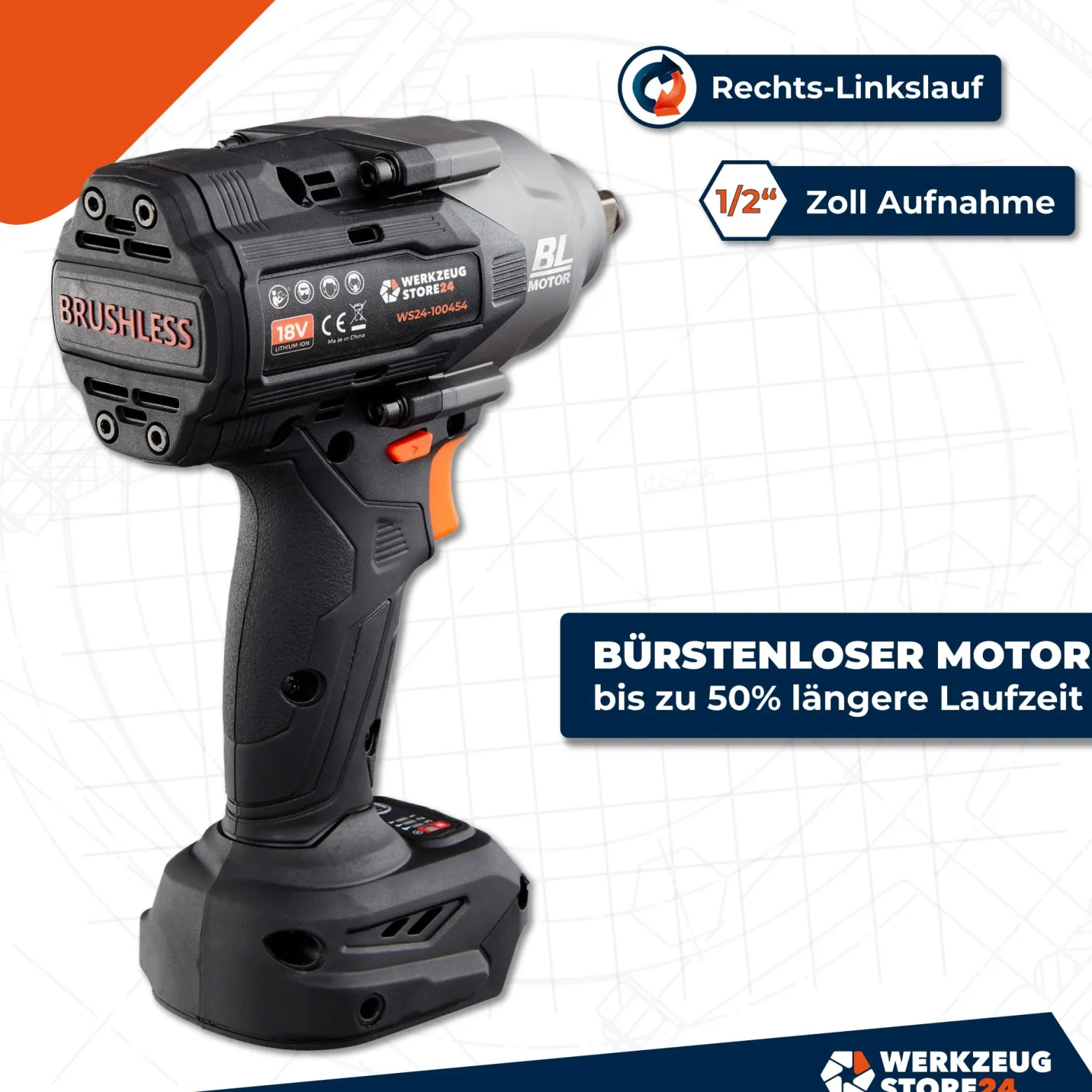 WS24 Akku-Drehschlagschrauber WDS 18 V 1/2" 1.600 NM / 1x 4,0 Ah Akku