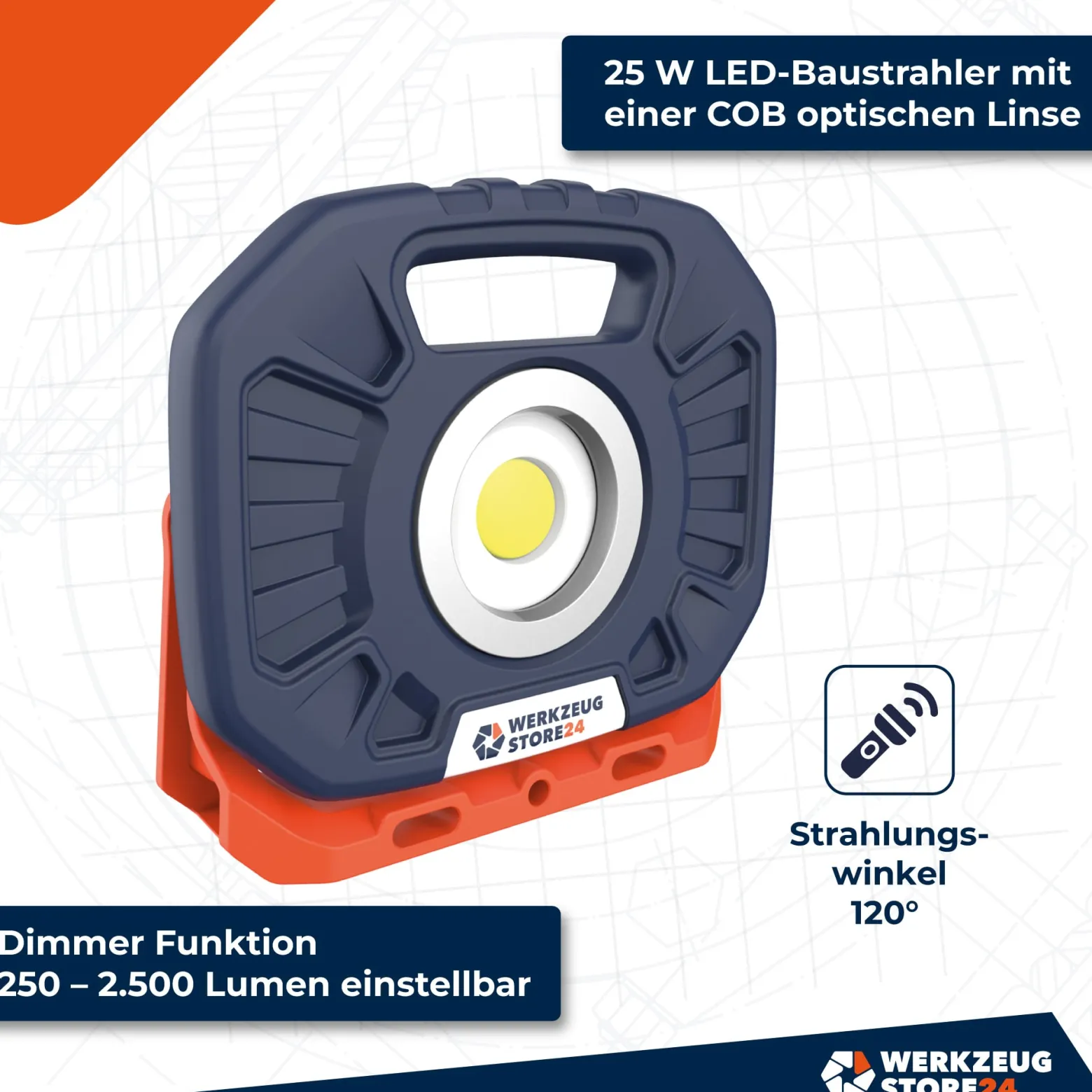 WS24 Akku LED-Baustrahler 2.500 Lumen (COB) 25 W - WS24-100043