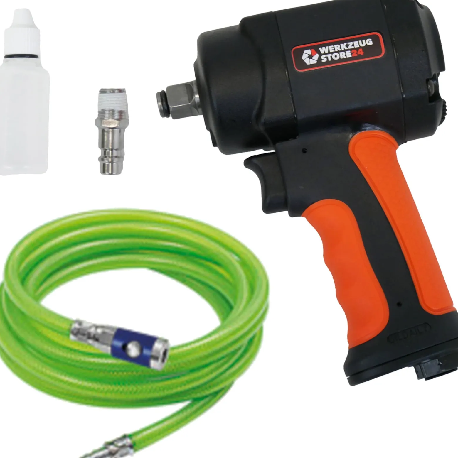 WS24 Druckluft-Schlagschrauber 1/2" mini + PVC-Schlauch leuchtgrün