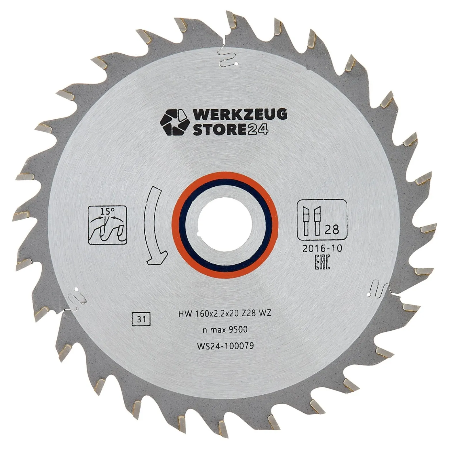 WS24 HM Kreissägeblatt Holz 160 x 2,2 x 20 WZ 28 - WS24-100079