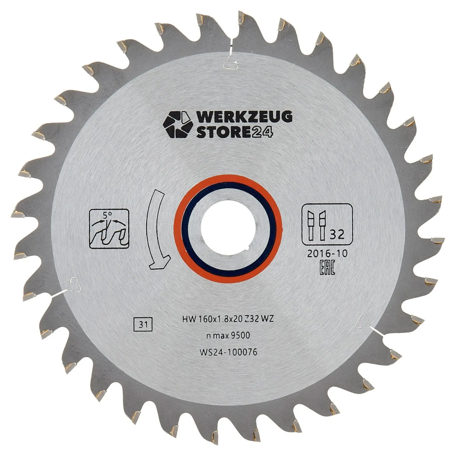WS24 HM Kreissägeblatt Holz 160 x 1,8 x 20 WZ 32- WS24-100076