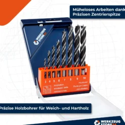 WS24 Holzbohrersatz 3 - 10 mm zylindrisch 8tlg. in Kunststoffkassette - WS24-100099