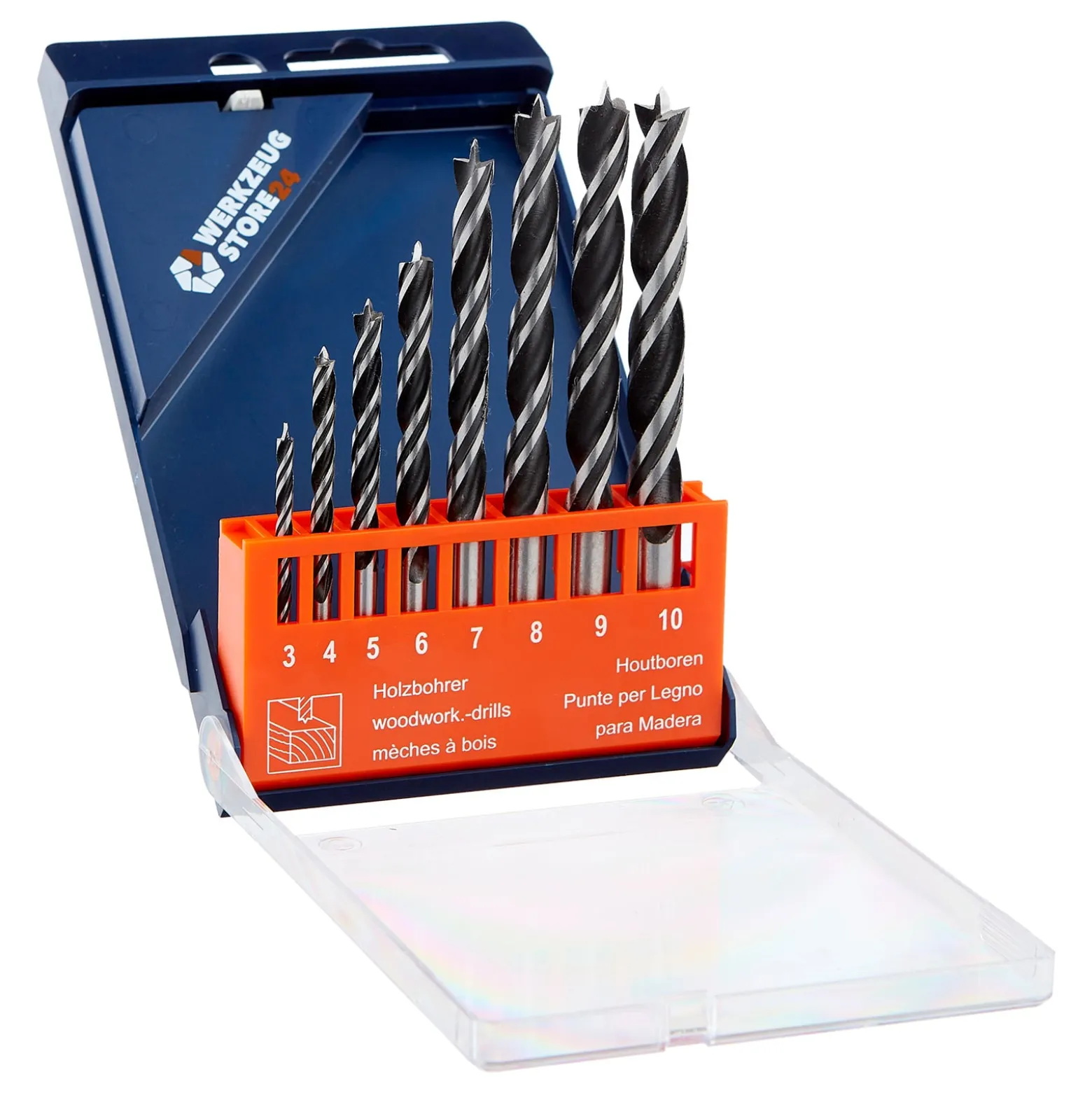 WS24 Holzbohrersatz 3 - 10 mm zylindrisch 8tlg. in Kunststoffkassette - WS24-100099