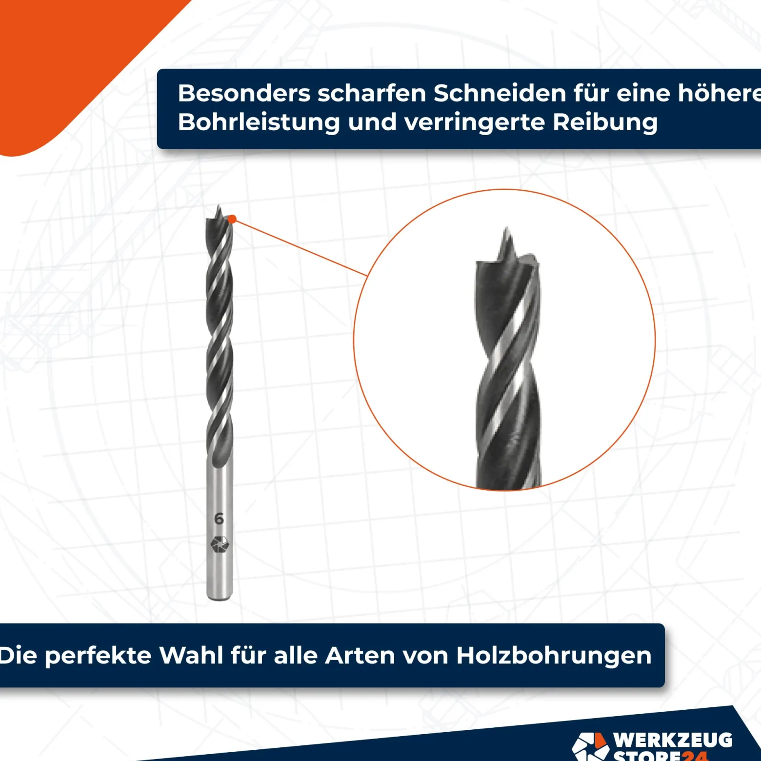 WS24 Holzbohrersatz 3 - 10 mm zylindrisch 8tlg. in Kunststoffkassette - WS24-100099