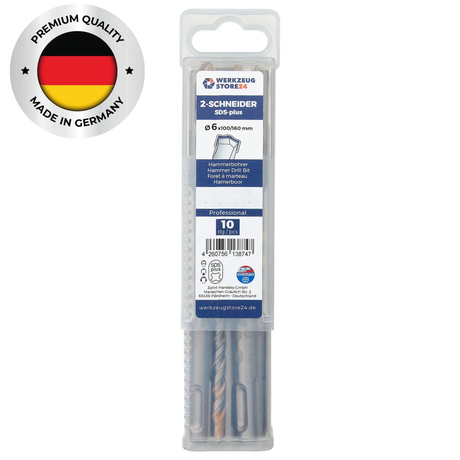 WS24 10x SDS-Plus Hammerbohrer PRO Ø 6 x 160 / 100 mm - WS24-100420