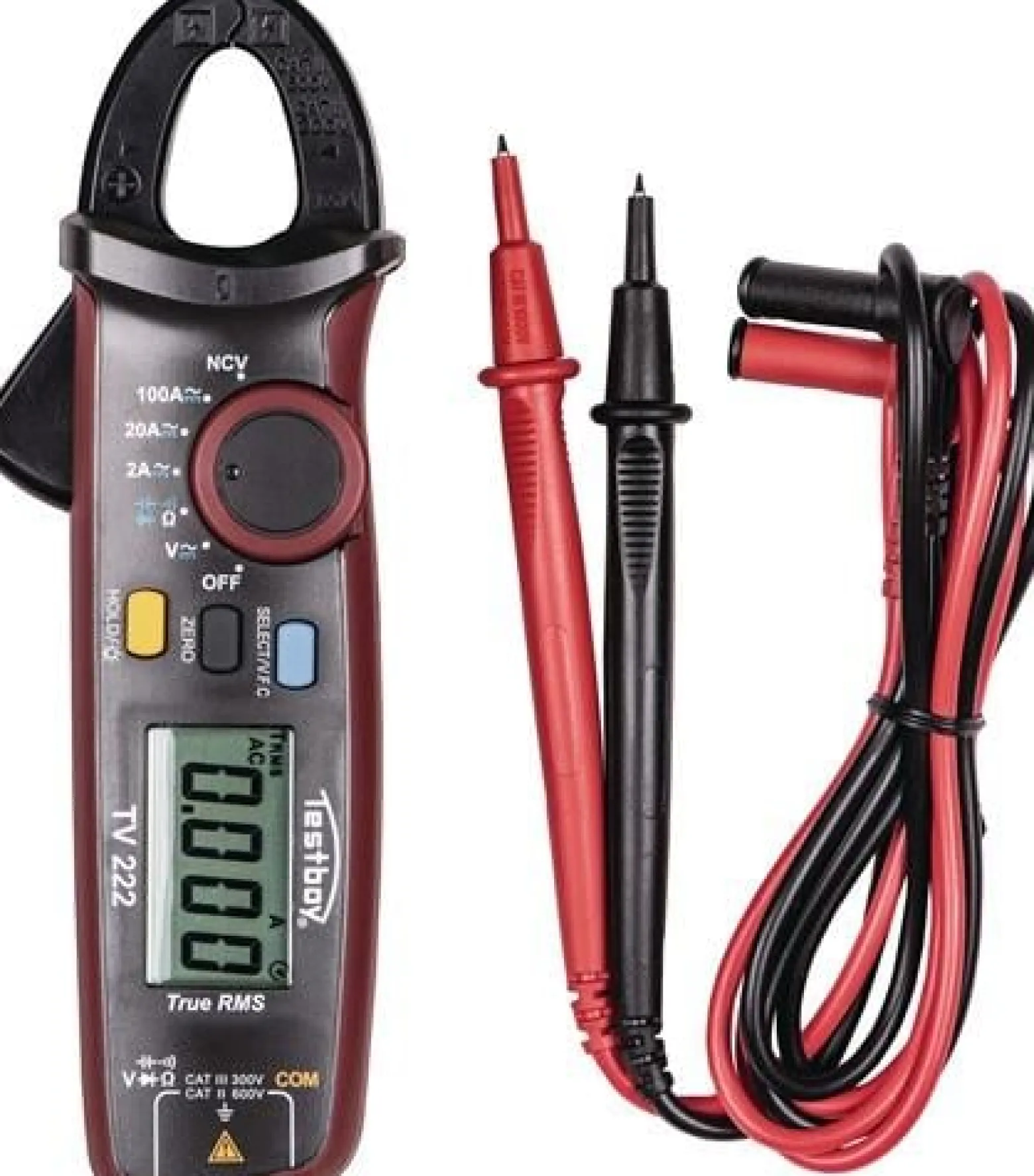 Zangenamperemeter TV 222 b.100 A AC/DC,bis 600V AC/DC CAT III 300V CAT II 600V