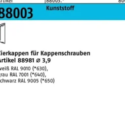 Zierkappe R 88003 f.Kappenschr. F. 3,9 Ku. grau 1000 Stück