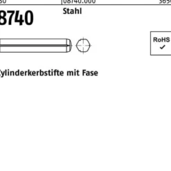 Zylinderkerbstift ISO 8740 Fasen 2,5x 20 Stahl 250 Stück