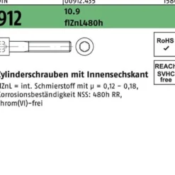 Zylinderschraube DIN 912 Innen-6kt M5x35 10.9 flZnL/nc/x/x/480h/C 200St.