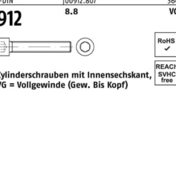 Zylinderschraube DIN 912 Innen-6kt VG M6x 50 8.8 200 Stück