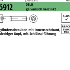 Zylinderschraube DIN 6912 Innen-6kt M12x16 8.8 galv.verz. 100St.