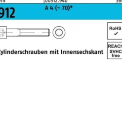 Zylinderschraube DIN 912 Innen-6kt M2x 4 A 4 (- 70) 100 Stück