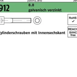 Zylinderschraube DIN 912 Innen-6kt M8x75 8.8 galv.verz. 200St.