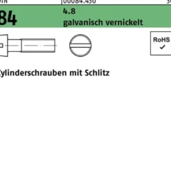 Zylinderschraube DIN 84/ISO 1207 Schlitz M4x10 4.8 galv. vernickelt 2000St.