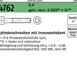 Zylinderschraube ISO 4762 Innen-6kt M16x75 8.8 galv.verz. 8 DiSP+SL 25St.