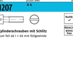 Zylinderschraube ISO 1207 Schlitz M3x 35 A 4 500 Stück